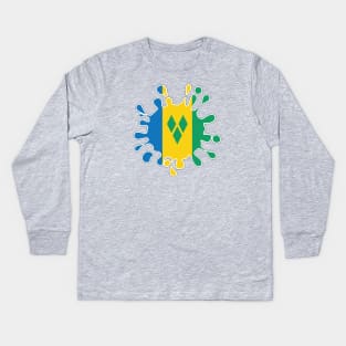 St Vincent and the Grenadines National Flag Paint Splash Kids Long Sleeve T-Shirt